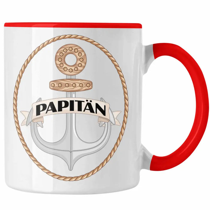 Tasse für Segler Geschenke Männer Tasse Geschenkideen Zubehör Gadgeds Segeln Lustig Anker Grafik Kapitän Papa Rot Trendation