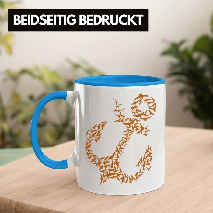 Tasse für Segler Geschenke Männer Tasse Geschenkideen Zubehör Gadgeds Segeln Lustig Anker Grafik Kapitän Blau Trendation