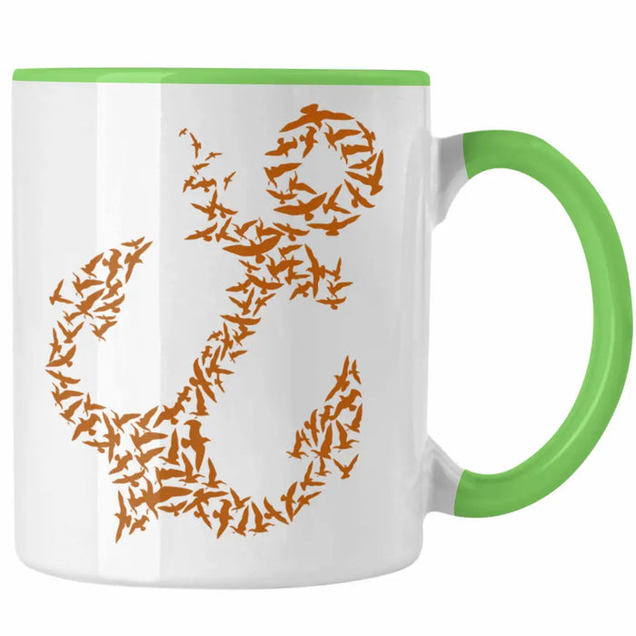 Tasse für Segler Geschenke Männer Tasse Geschenkideen Zubehör Gadgeds Segeln Lustig Anker Grafik Kapitän Grün Trendation