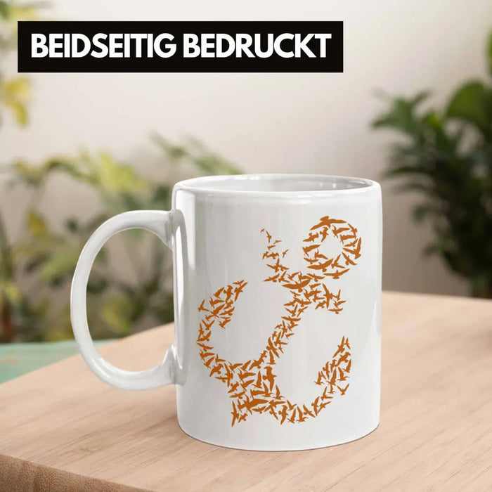 Tasse für Segler Geschenke Männer Tasse Geschenkideen Zubehör Gadgeds Segeln Lustig Anker Grafik Kapitän Weiß Trendation