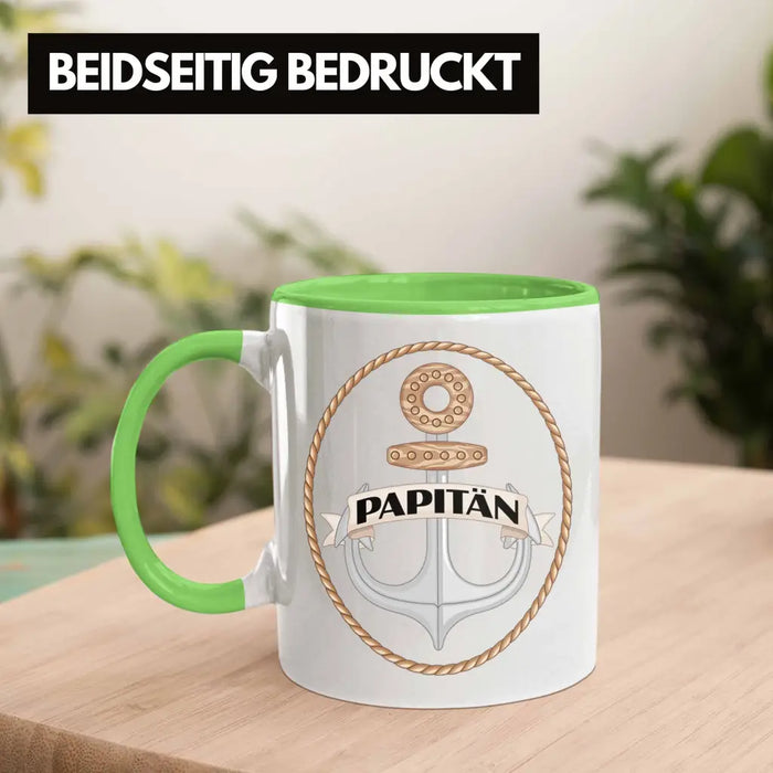 Tasse für Segler Geschenke Männer Tasse Geschenkideen Zubehör Gadgeds Segeln Lustig Anker Grafik Kapitän Papa Grün Trendation