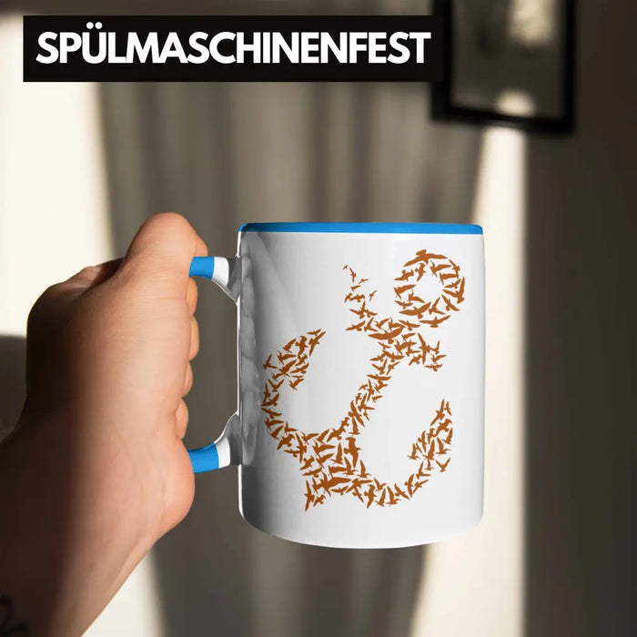 Tasse für Segler Geschenke Männer Tasse Geschenkideen Zubehör Gadgeds Segeln Lustig Anker Grafik Kapitän Blau Trendation