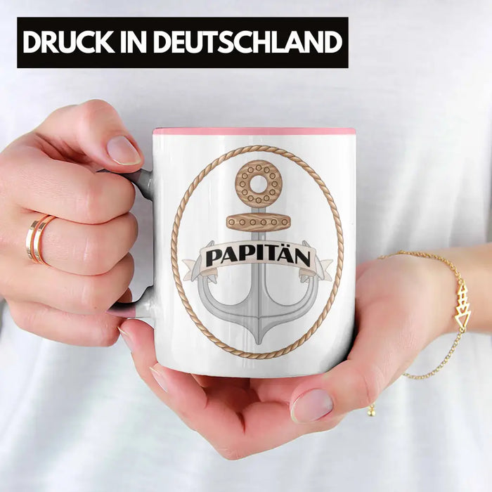 Tasse für Segler Geschenke Männer Tasse Geschenkideen Zubehör Gadgeds Segeln Lustig Anker Grafik Kapitän Papa Rosa Trendation