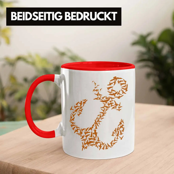 Tasse für Segler Geschenke Männer Tasse Geschenkideen Zubehör Gadgeds Segeln Lustig Anker Grafik Kapitän Rot Trendation
