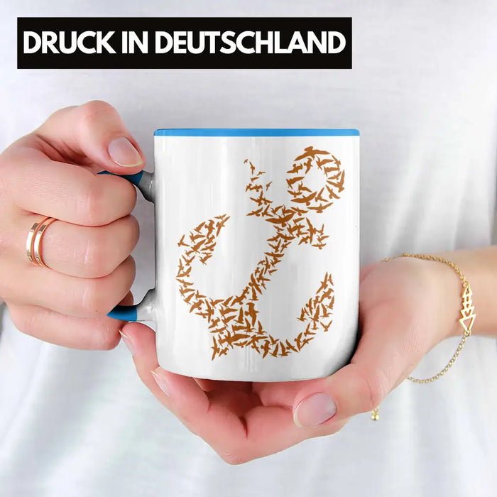 Tasse für Segler Geschenke Männer Tasse Geschenkideen Zubehör Gadgeds Segeln Lustig Anker Grafik Kapitän Blau Trendation