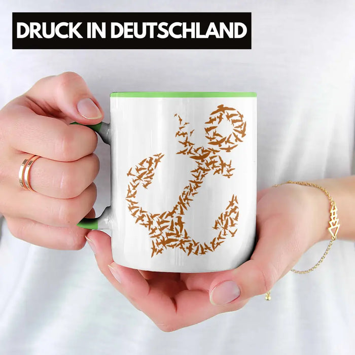 Tasse für Segler Geschenke Männer Tasse Geschenkideen Zubehör Gadgeds Segeln Lustig Anker Grafik Kapitän Grün Trendation