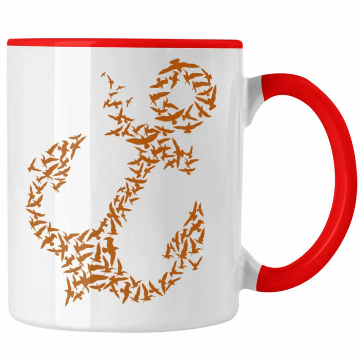 Tasse für Segler Geschenke Männer Tasse Geschenkideen Zubehör Gadgeds Segeln Lustig Anker Grafik Kapitän Rot Trendation
