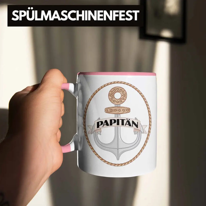 Tasse für Segler Geschenke Männer Tasse Geschenkideen Zubehör Gadgeds Segeln Lustig Anker Grafik Kapitän Papa Rosa Trendation