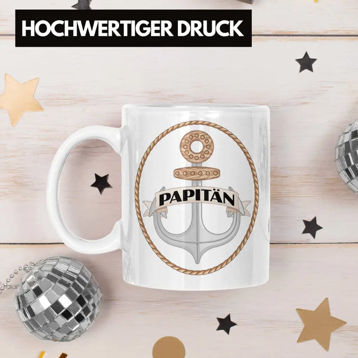 Tasse für Segler Geschenke Männer Tasse Geschenkideen Zubehör Gadgeds Segeln Lustig Anker Grafik Kapitän Papa Weiß Trendation
