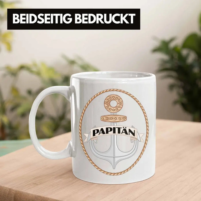 Tasse für Segler Geschenke Männer Tasse Geschenkideen Zubehör Gadgeds Segeln Lustig Anker Grafik Kapitän Papa Weiß Trendation