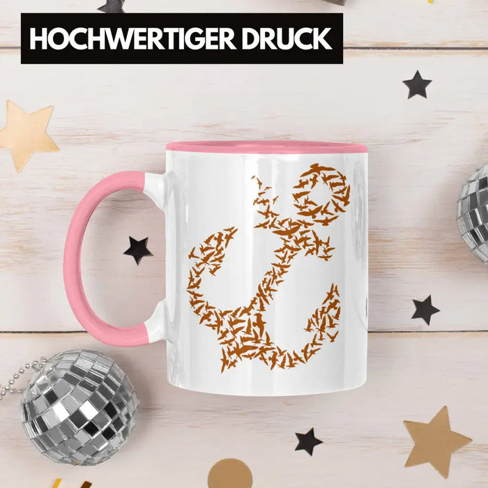 Tasse für Segler Geschenke Männer Tasse Geschenkideen Zubehör Gadgeds Segeln Lustig Anker Grafik Kapitän Rosa Trendation