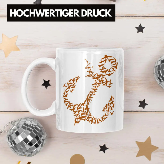 Tasse für Segler Geschenke Männer Tasse Geschenkideen Zubehör Gadgeds Segeln Lustig Anker Grafik Kapitän Weiß Trendation