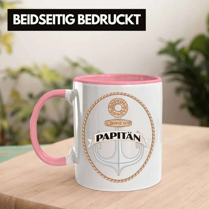 Tasse für Segler Geschenke Männer Tasse Geschenkideen Zubehör Gadgeds Segeln Lustig Anker Grafik Kapitän Papa Rosa Trendation