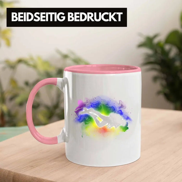 Taucher Grafik Tasse Geschenk für Tauchlehrer Geschenkidee Lustig Tauchen Tauchsport Rosa Trendation