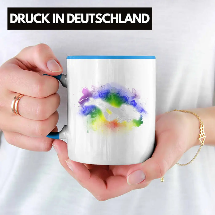 Taucher Grafik Tasse Geschenk für Tauchlehrer Geschenkidee Lustig Tauchen Tauchsport Blau Trendation