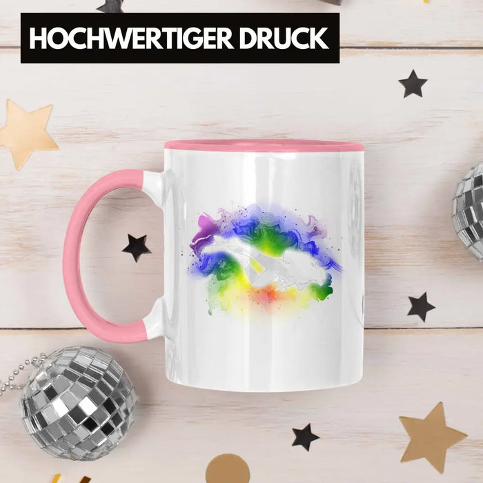 Taucher Grafik Tasse Geschenk für Tauchlehrer Geschenkidee Lustig Tauchen Tauchsport Rosa Trendation