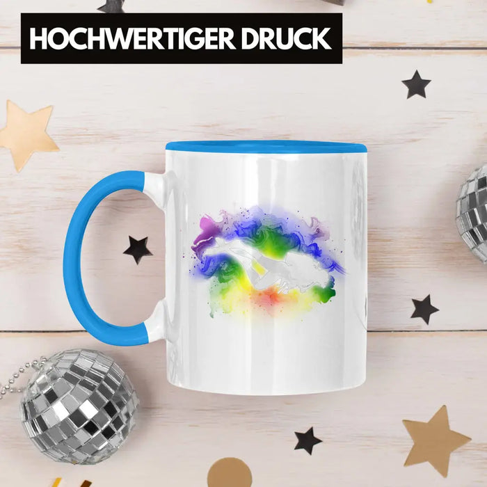 Taucher Grafik Tasse Geschenk für Tauchlehrer Geschenkidee Lustig Tauchen Tauchsport Blau Trendation