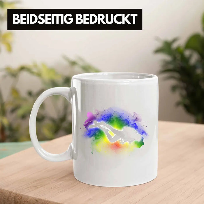 Taucher Grafik Tasse Geschenk für Tauchlehrer Geschenkidee Lustig Tauchen Tauchsport Weiß Trendation