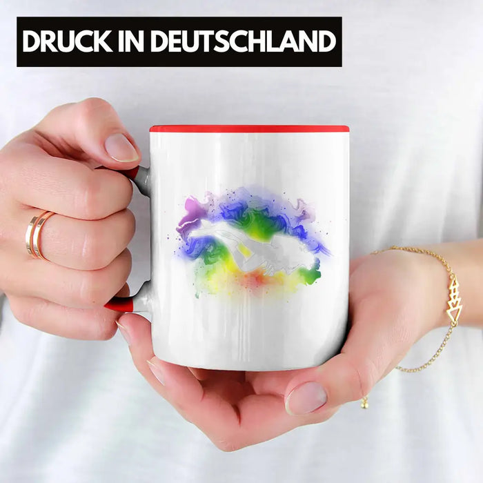 Taucher Grafik Tasse Geschenk für Tauchlehrer Geschenkidee Lustig Tauchen Tauchsport Rot Trendation