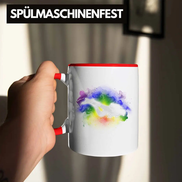 Taucher Grafik Tasse Geschenk für Tauchlehrer Geschenkidee Lustig Tauchen Tauchsport Rot Trendation