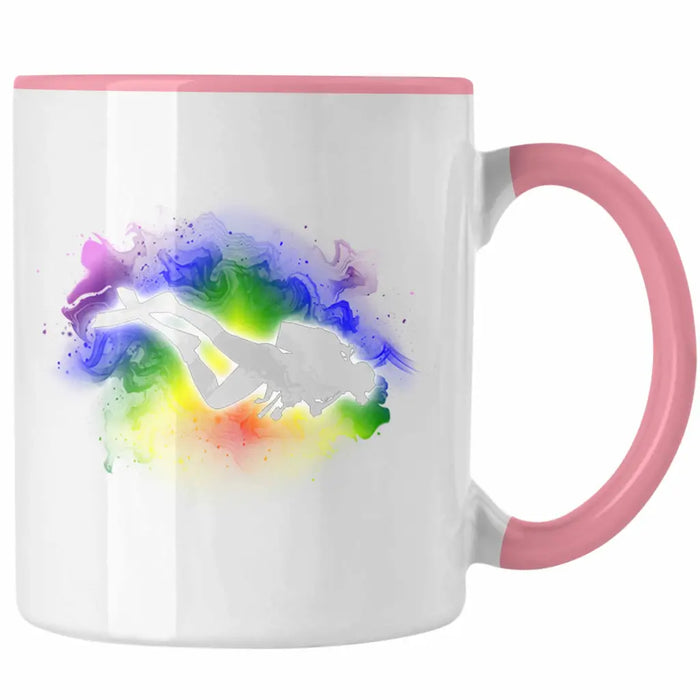 Taucher Grafik Tasse Geschenk für Tauchlehrer Geschenkidee Lustig Tauchen Tauchsport Rosa Trendation