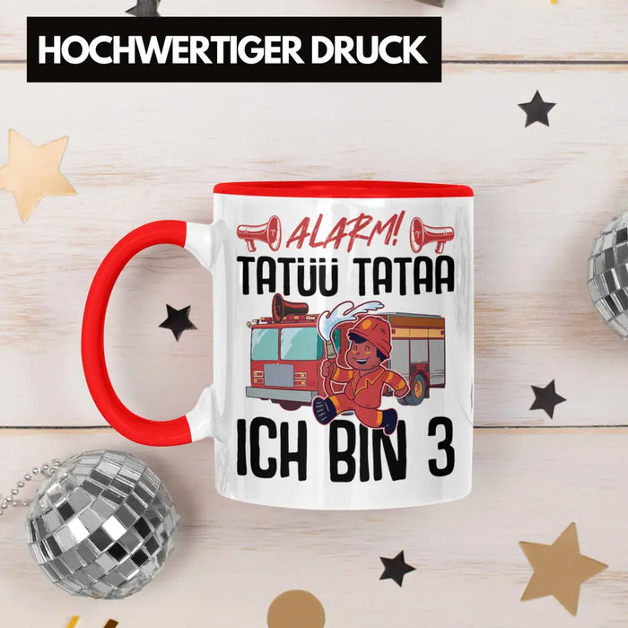 Trendation - 3. Geburtstag Geschenk Jungs Feuerwehr Tasse Geschenke Zubehör Lustig Kinder Geburtstag Spruch Ich Bin 3 Rot Trendation