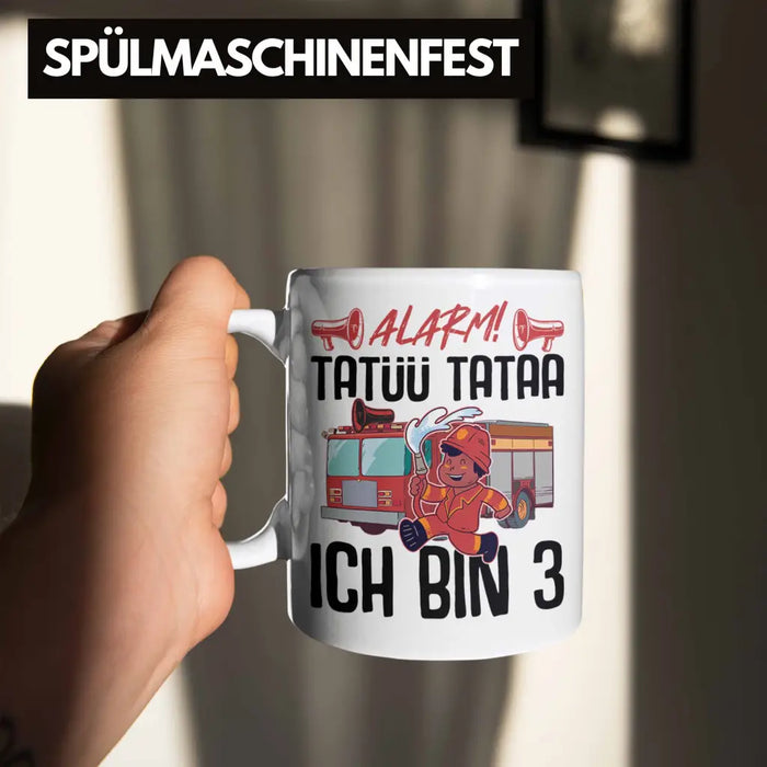 Trendation - 3. Geburtstag Geschenk Jungs Feuerwehr Tasse Geschenke Zubehör Lustig Kinder Geburtstag Spruch Ich Bin 3 Weiß Trendation