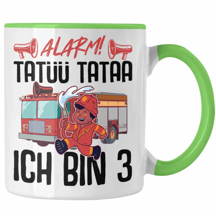 Trendation - 3. Geburtstag Geschenk Jungs Feuerwehr Tasse Geschenke Zubehör Lustig Kinder Geburtstag Spruch Ich Bin 3 Grün Trendation