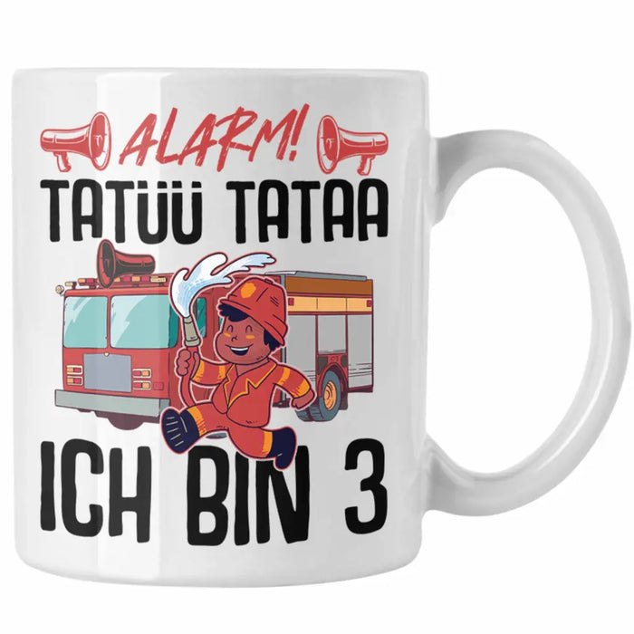 Trendation - 3. Geburtstag Geschenk Jungs Feuerwehr Tasse Geschenke Zubehör Lustig Kinder Geburtstag Spruch Ich Bin 3 Weiß Trendation