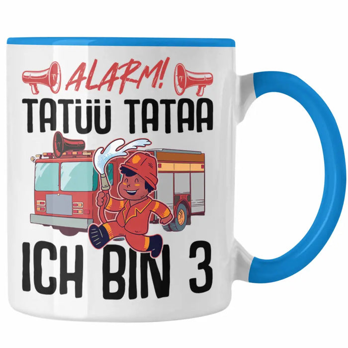 Trendation - 3. Geburtstag Geschenk Jungs Feuerwehr Tasse Geschenke Zubehör Lustig Kinder Geburtstag Spruch Ich Bin 3 Blau Trendation