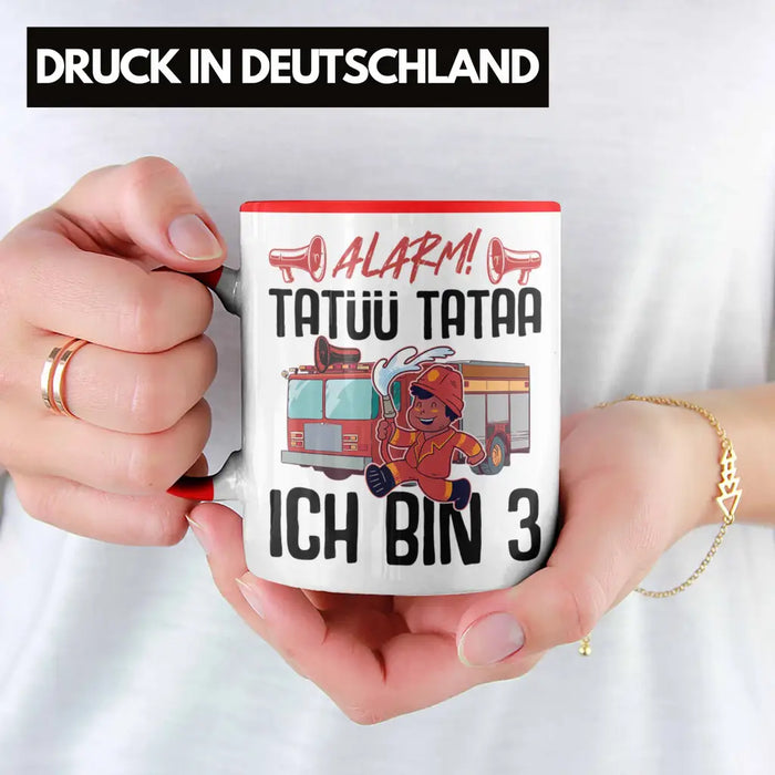 Trendation - 3. Geburtstag Geschenk Jungs Feuerwehr Tasse Geschenke Zubehör Lustig Kinder Geburtstag Spruch Ich Bin 3 Rot Trendation