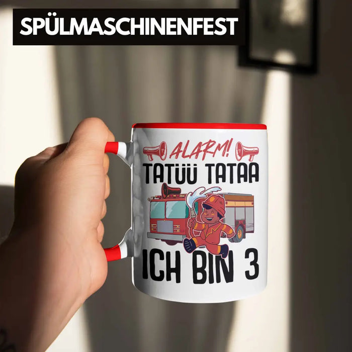 Trendation - 3. Geburtstag Geschenk Jungs Feuerwehr Tasse Geschenke Zubehör Lustig Kinder Geburtstag Spruch Ich Bin 3 Rot Trendation