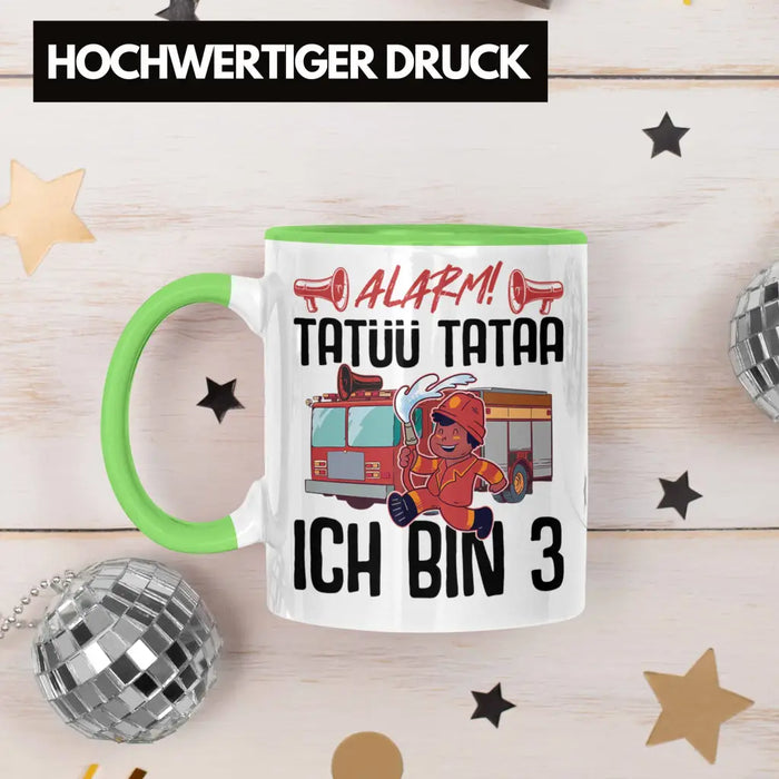 Trendation - 3. Geburtstag Geschenk Jungs Feuerwehr Tasse Geschenke Zubehör Lustig Kinder Geburtstag Spruch Ich Bin 3 Grün Trendation