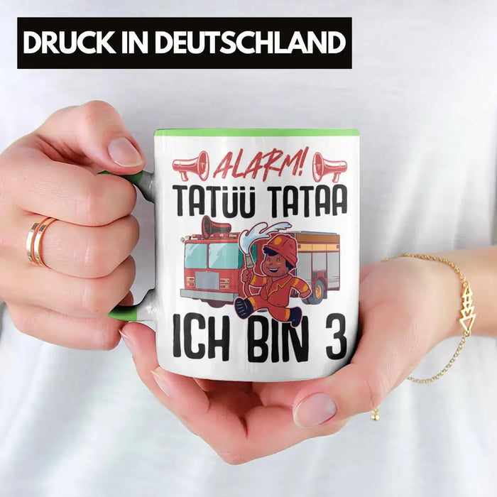 Trendation - 3. Geburtstag Geschenk Jungs Feuerwehr Tasse Geschenke Zubehör Lustig Kinder Geburtstag Spruch Ich Bin 3 Grün Trendation
