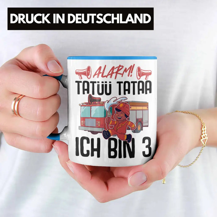 Trendation - 3. Geburtstag Geschenk Jungs Feuerwehr Tasse Geschenke Zubehör Lustig Kinder Geburtstag Spruch Ich Bin 3 Blau Trendation