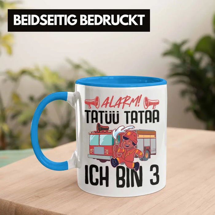 Trendation - 3. Geburtstag Geschenk Jungs Feuerwehr Tasse Geschenke Zubehör Lustig Kinder Geburtstag Spruch Ich Bin 3 Blau Trendation