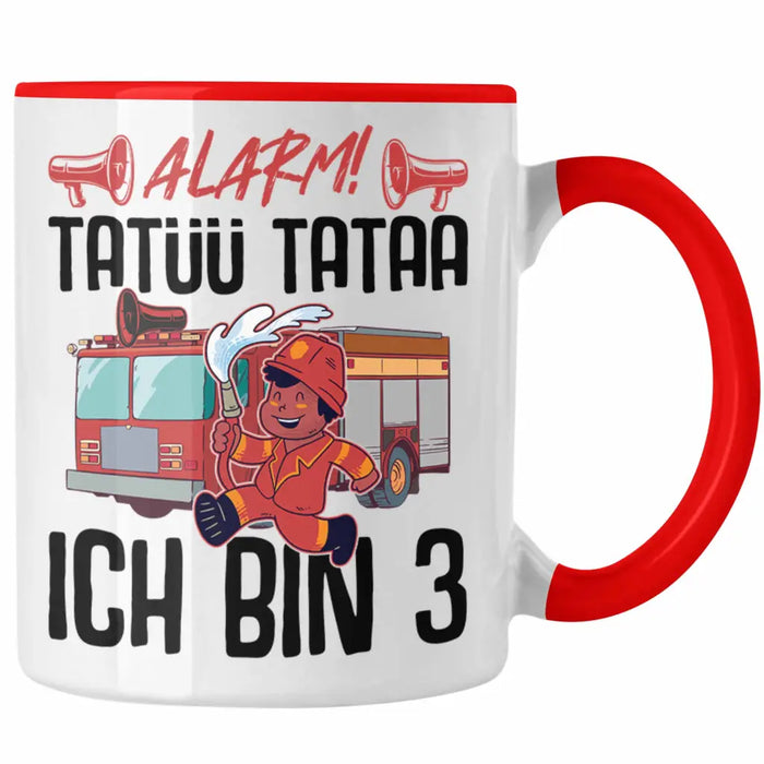 Trendation - 3. Geburtstag Geschenk Jungs Feuerwehr Tasse Geschenke Zubehör Lustig Kinder Geburtstag Spruch Ich Bin 3 Rot Trendation