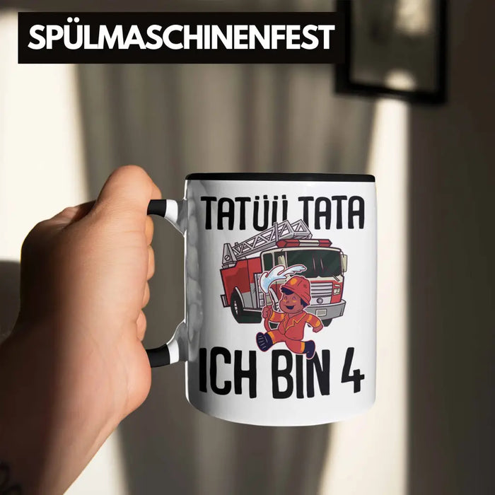 Trendation - 4. Geburtstag Geschenk Jungs Feuerwehr Tasse Geschenke Zubehör Lustig Kinder Geburtstag Spruch Ich Bin 4 Trendation