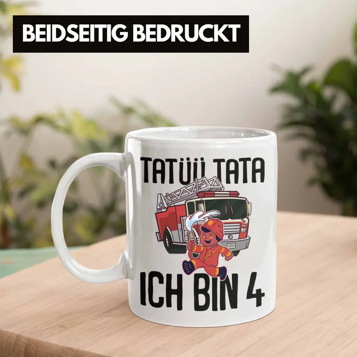 Trendation - 4. Geburtstag Geschenk Jungs Feuerwehr Tasse Geschenke Zubehör Lustig Kinder Geburtstag Spruch Ich Bin 4 Weiß Trendation