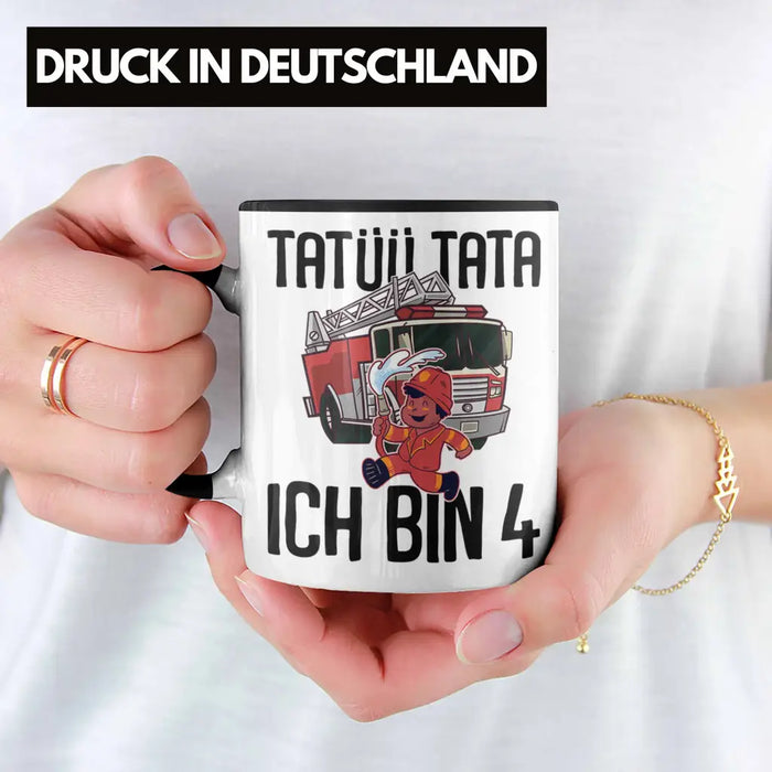 Trendation - 4. Geburtstag Geschenk Jungs Feuerwehr Tasse Geschenke Zubehör Lustig Kinder Geburtstag Spruch Ich Bin 4 Trendation