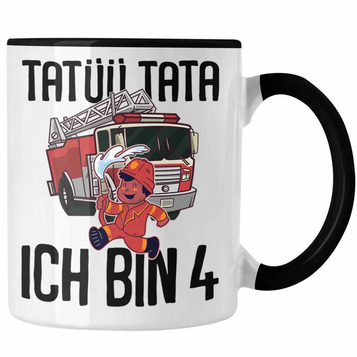 Trendation - 4. Geburtstag Geschenk Jungs Feuerwehr Tasse Geschenke Zubehör Lustig Kinder Geburtstag Spruch Ich Bin 4 Trendation