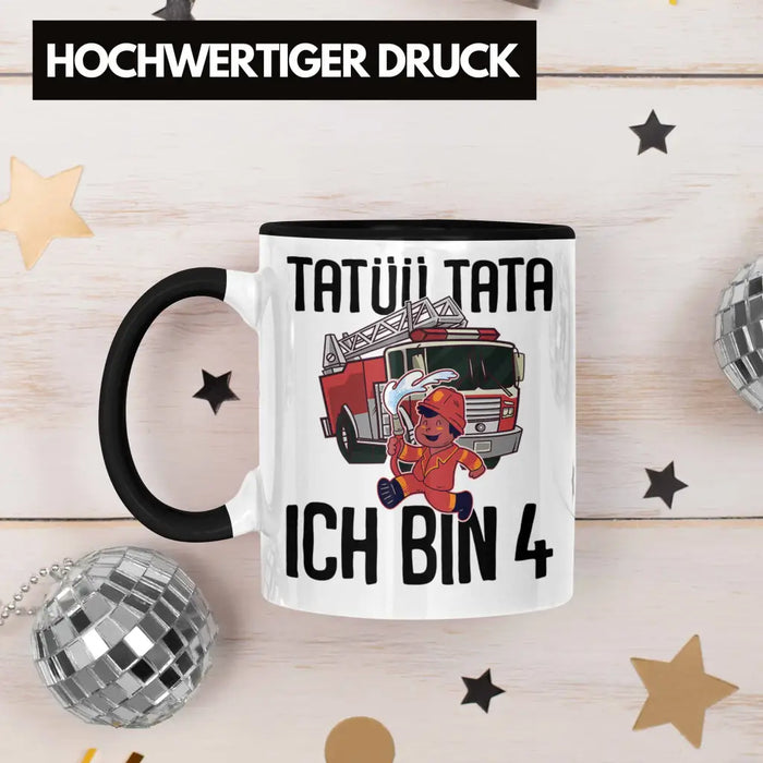 Trendation - 4. Geburtstag Geschenk Jungs Feuerwehr Tasse Geschenke Zubehör Lustig Kinder Geburtstag Spruch Ich Bin 4 Trendation