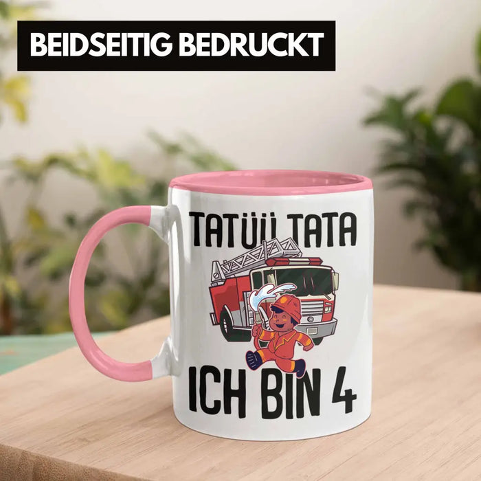 Trendation - 4. Geburtstag Geschenk Jungs Feuerwehr Tasse Geschenke Zubehör Lustig Kinder Geburtstag Spruch Ich Bin 4 Rosa Trendation