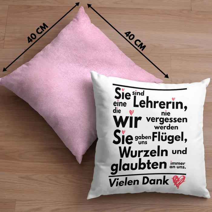 Trendation - Abschiedsgeschenk Lehrerin Kissen Geschenk zum Abschied Klassenlehrerin Beste Lehrerin Geschenkidee Danke Dekokissen mit Füllung 40x40 Rosa Trendation