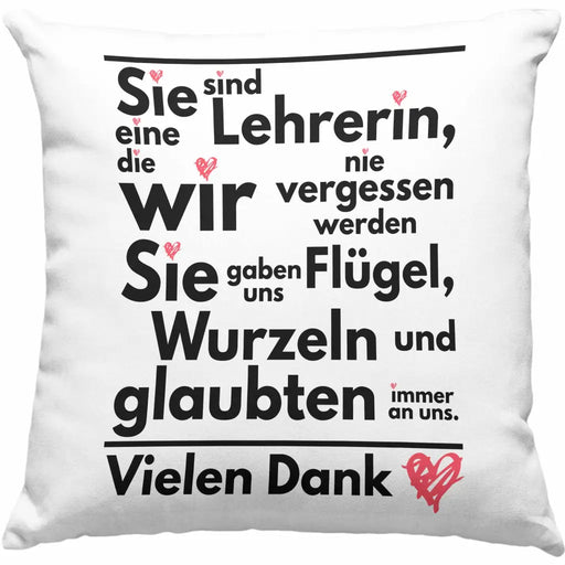 Trendation - Abschiedsgeschenk Lehrerin Kissen Geschenk zum Abschied Klassenlehrerin Beste Lehrerin Geschenkidee Danke Dekokissen mit Füllung 40x40 Rosa Trendation