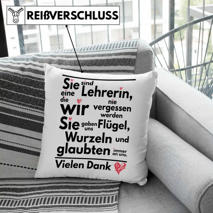 Trendation - Abschiedsgeschenk Lehrerin Kissen Geschenk zum Abschied Klassenlehrerin Beste Lehrerin Geschenkidee Danke Dekokissen mit Füllung 40x40 Rosa Trendation
