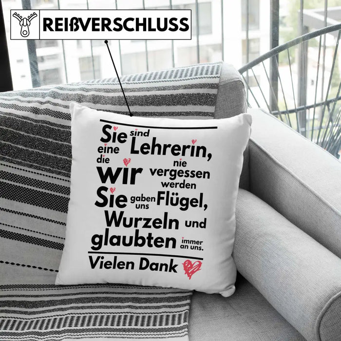Trendation - Abschiedsgeschenk Lehrerin Kissen Geschenk zum Abschied Klassenlehrerin Beste Lehrerin Geschenkidee Danke Dekokissen mit Füllung 40x40 Rosa Trendation