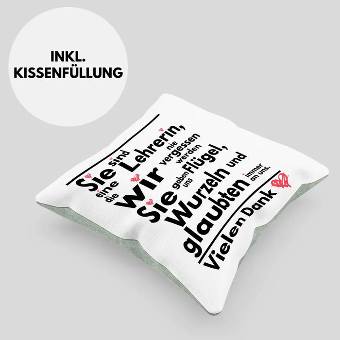 Trendation - Abschiedsgeschenk Lehrerin Kissen Geschenk zum Abschied Klassenlehrerin Beste Lehrerin Geschenkidee Danke Dekokissen mit Füllung 40x40 Rosa Trendation