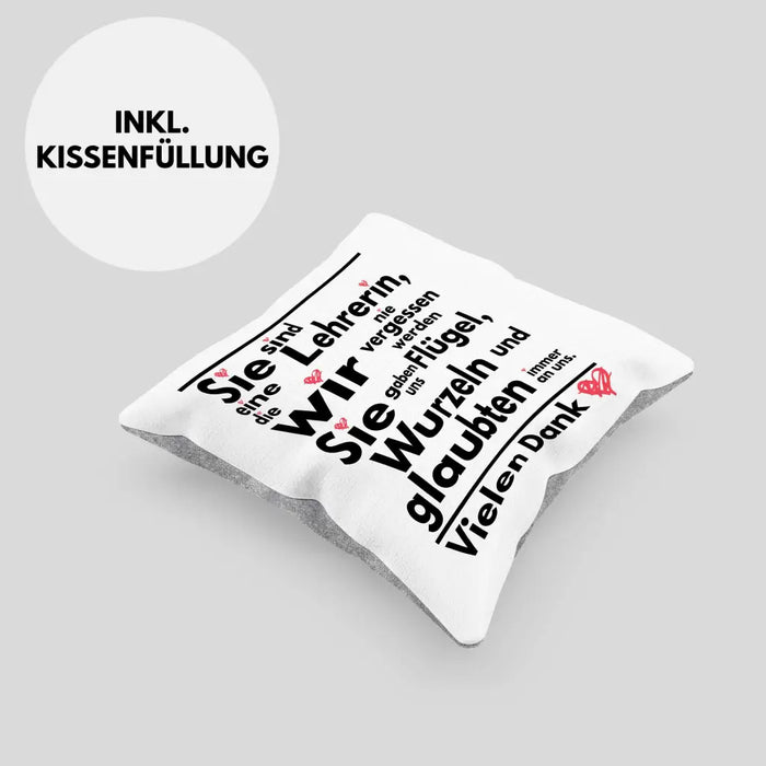 Trendation - Abschiedsgeschenk Lehrerin Kissen Geschenk zum Abschied Klassenlehrerin Beste Lehrerin Geschenkidee Danke Dekokissen mit Füllung 40x40 Rosa Trendation