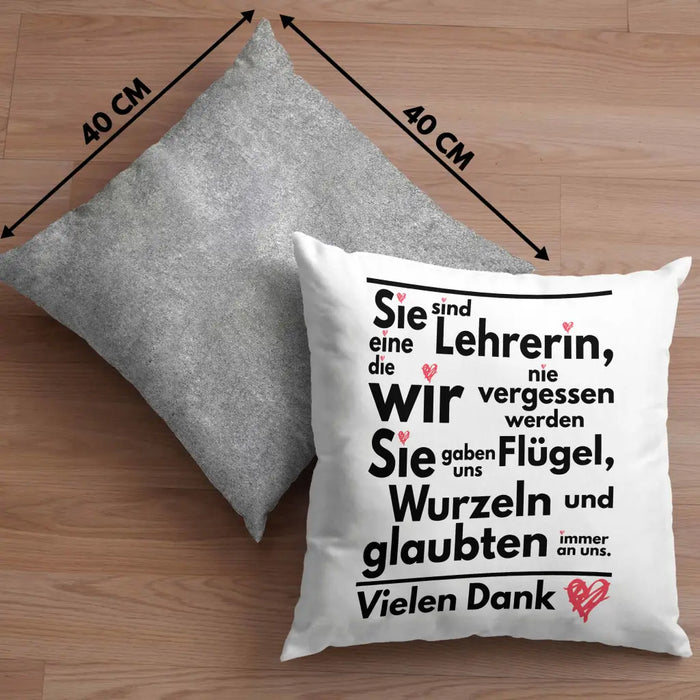 Trendation - Abschiedsgeschenk Lehrerin Kissen Geschenk zum Abschied Klassenlehrerin Beste Lehrerin Geschenkidee Danke Dekokissen mit Füllung 40x40 Rosa Trendation